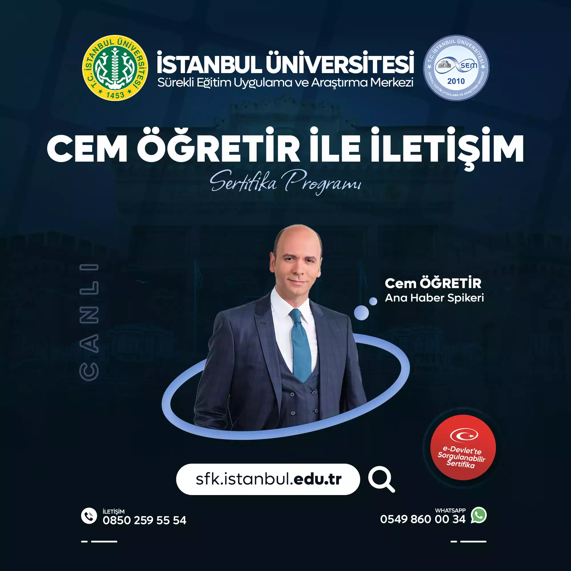 Cem Öğretir ile İletişim Sertifika Programı (CANLI DERS)