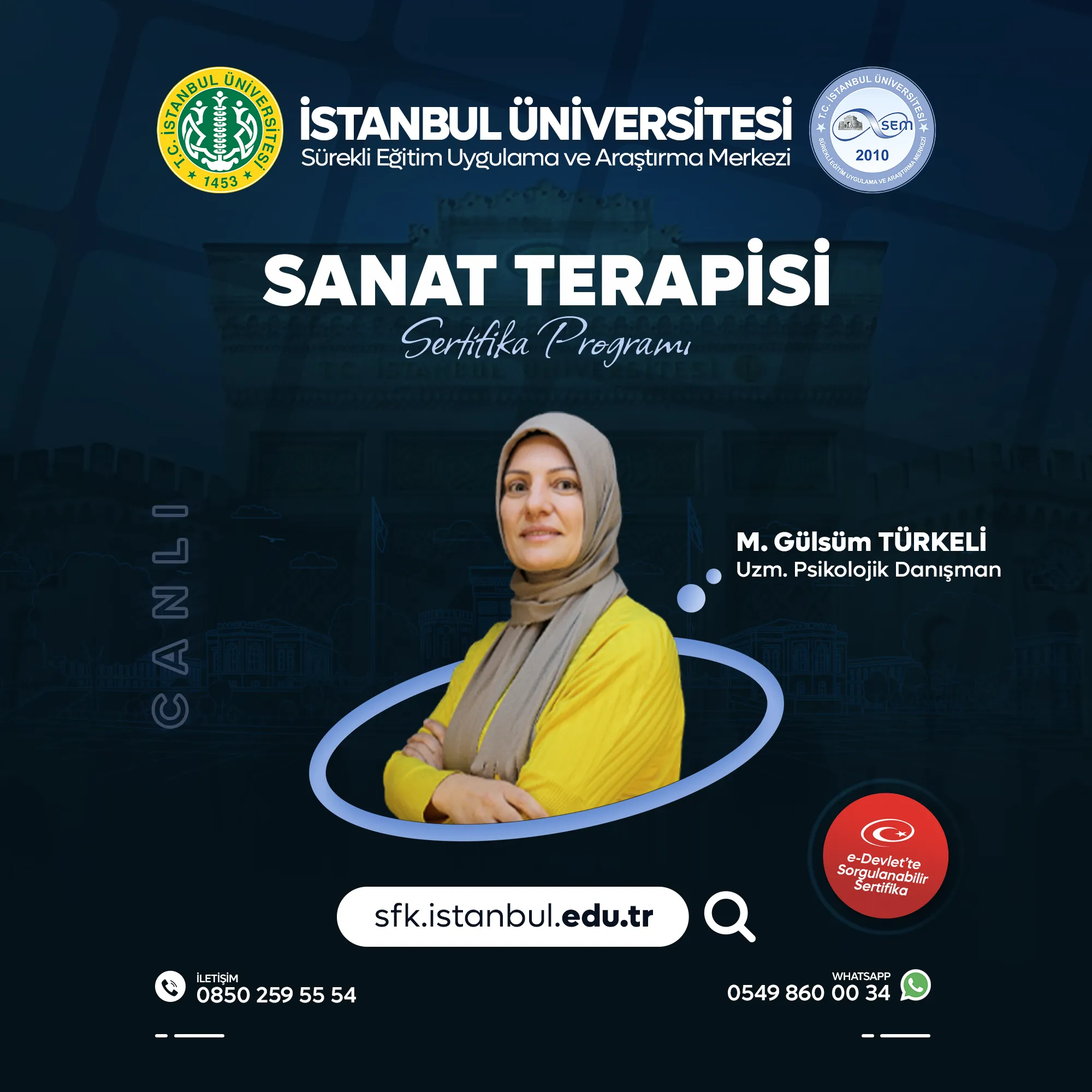 Sanat Terapisi Eğitimi Sertifika Programı (CANLI DERS)